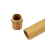 Classic toothbrush, round handle, white color, model PRB02 + cylindrical bamboo holder